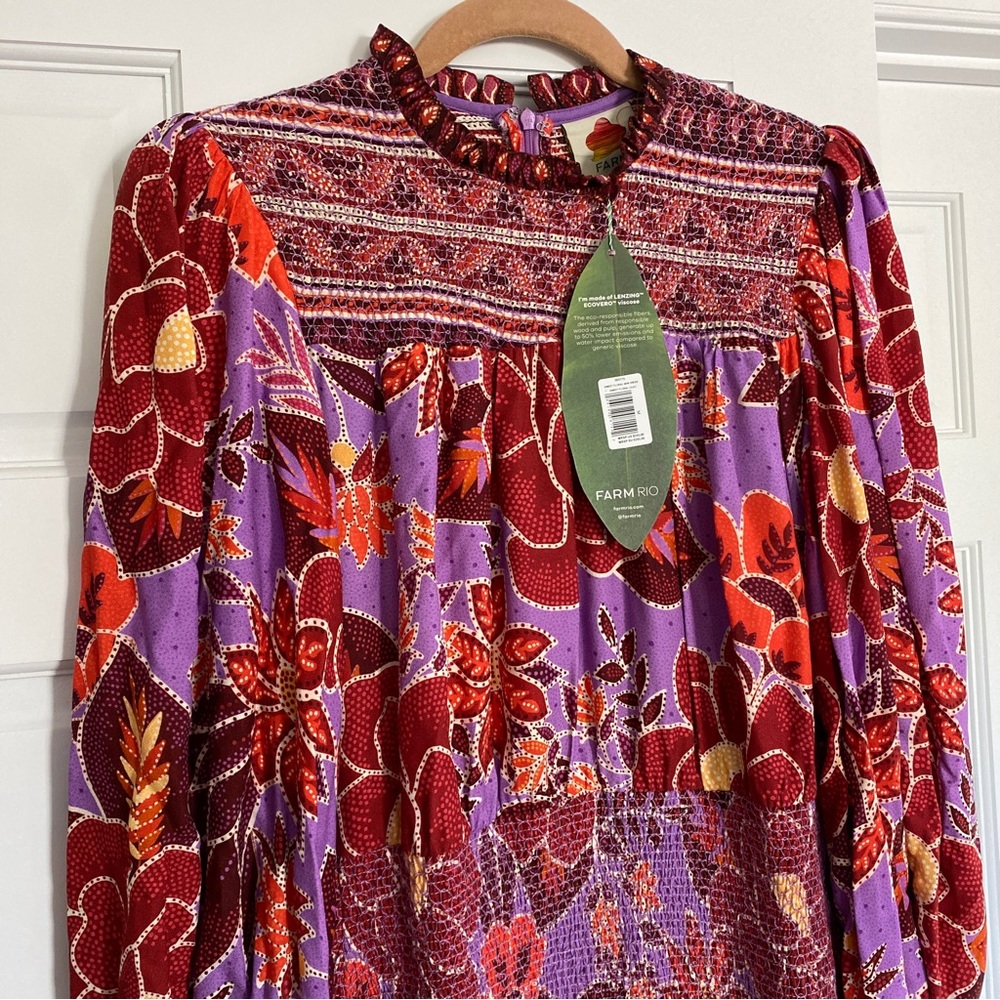 š„ FARM RIO Sweet Floral Long Sleeve Minidress - Picture 15 of 17